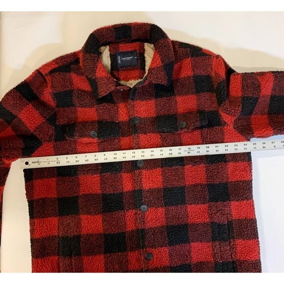 Lucky Brand Men's Buffalo Check Faux Shearling Shirt Jacket Size L - Picture 10 of 12